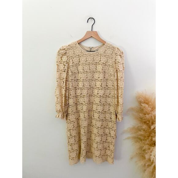 ⭐️ 3/$20 Eliza J Crochet Floral Sheath Dress Size 2 Cream Long Sleeve - Picture 2 of 10